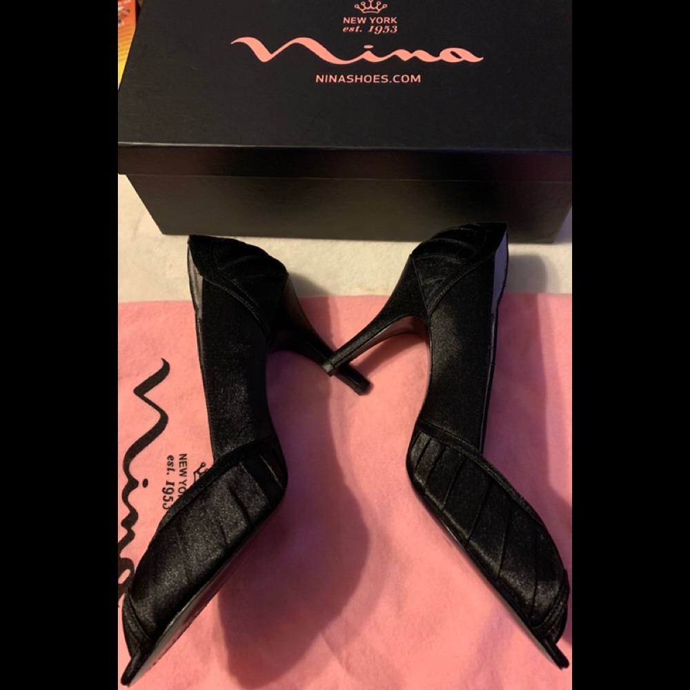 Nina Royal Satin Open Toe Heels Falana YS Size 8 M - Picture 2 of 4